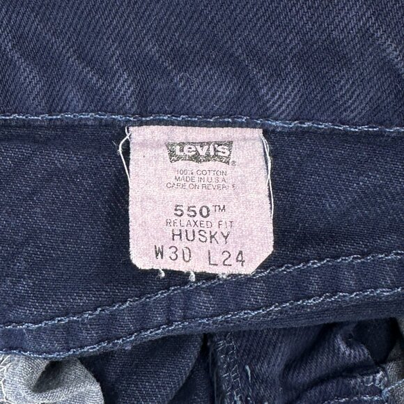 Vintage Levi's 550 Made in USA 90s Relaxed Fit Husky Dark Wash Blue Jeans sz 30 - Picture 5 of 7